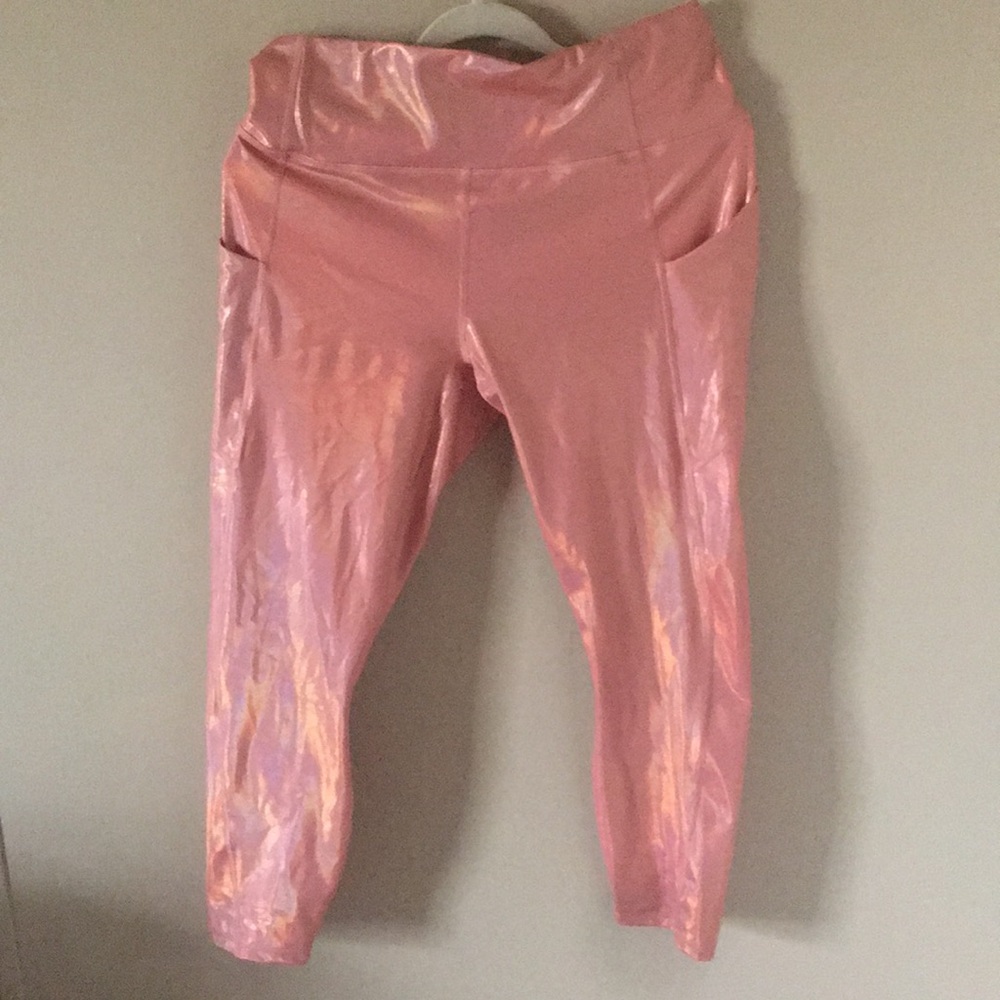 Fabletics peach iridescent leggings